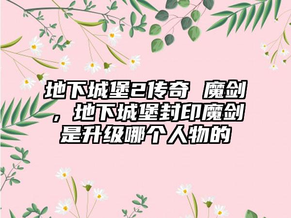 地下城堡2传奇 魔剑，地下城堡封印魔剑是升级哪个人物的