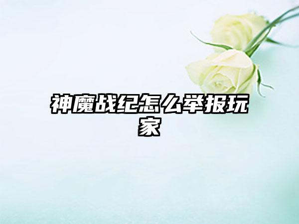 神魔战纪怎么举报玩家