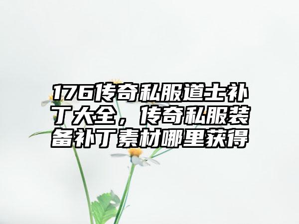 176传奇私服道士补丁大全，传奇私服装备补丁素材哪里获得