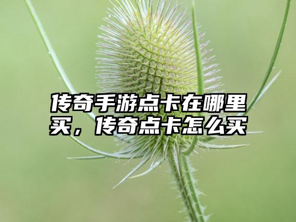 传奇手游点卡在哪里买，传奇点卡怎么买
