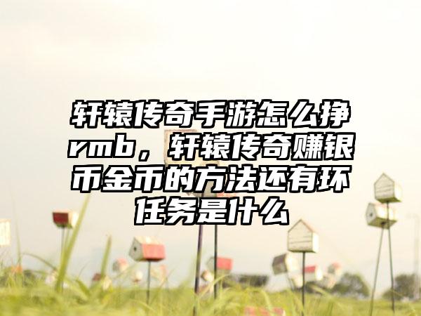 轩辕传奇手游怎么挣rmb，轩辕传奇赚银币金币的方法还有环任务是什么