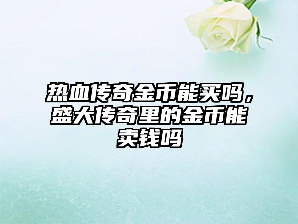 热血传奇金币能买吗，盛大传奇里的金币能卖钱吗