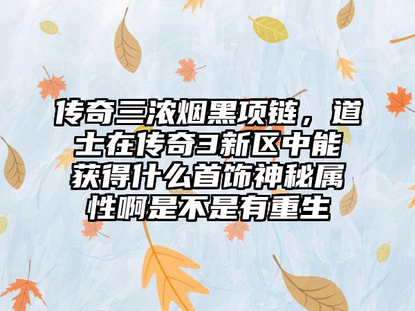 传奇三浓烟黑项链，道士在传奇3新区中能获得什么首饰神秘属性啊是不是有重生