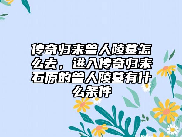 传奇归来兽人陵墓怎么去，进入传奇归来石原的兽人陵墓有什么条件