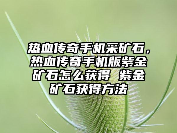 热血传奇手机采矿石，热血传奇手机版紫金矿石怎么获得 紫金矿石获得方法