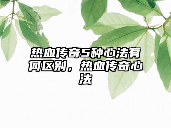 热血传奇5种心法有何区别，热血传奇心法