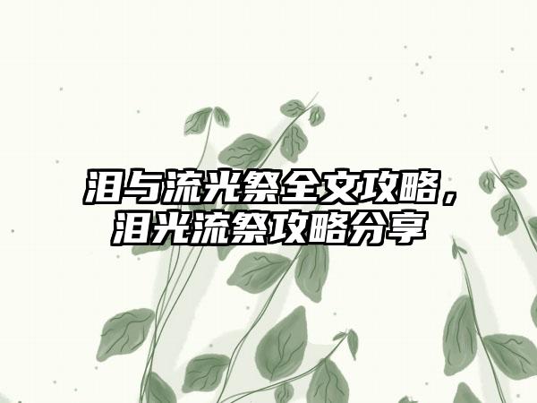 泪与流光祭全文攻略，泪光流祭攻略分享