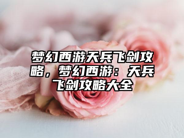 梦幻西游天兵飞剑攻略，梦幻西游：天兵飞剑攻略大全