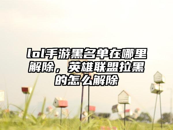 lol手游黑名单在哪里解除，英雄联盟拉黑的怎么解除
