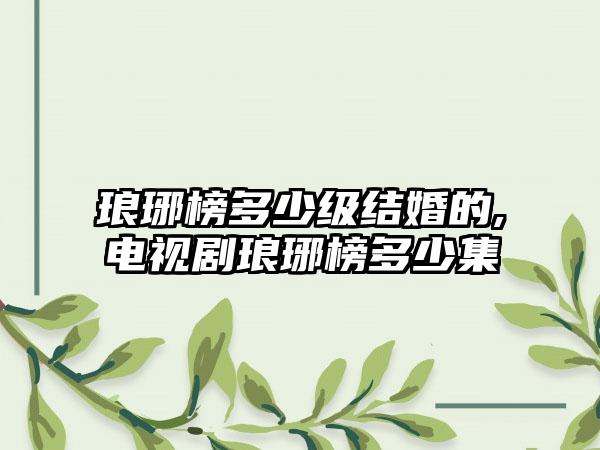 琅琊榜多少级结婚的,电视剧琅琊榜多少集