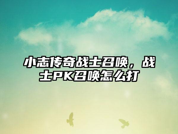 小志传奇战士召唤，战士PK召唤怎么打