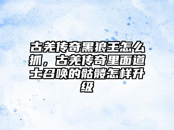 古羌传奇黑狼王怎么抓，古羌传奇里面道士召唤的骷髅怎样升级