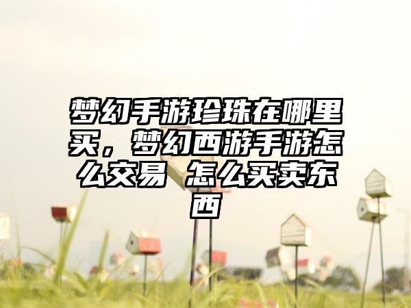 梦幻手游珍珠在哪里买，梦幻西游手游怎么交易 怎么买卖东西