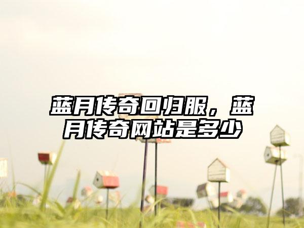 蓝月传奇回归服，蓝月传奇网站是多少