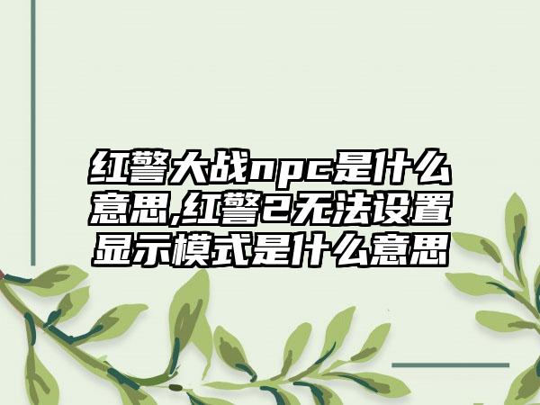 红警大战npc是什么意思,红警2无法设置显示模式是什么意思
