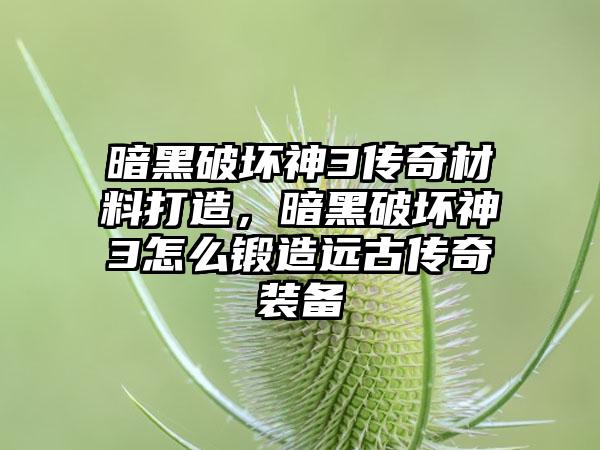 暗黑破坏神3传奇材料打造，暗黑破坏神3怎么锻造远古传奇装备