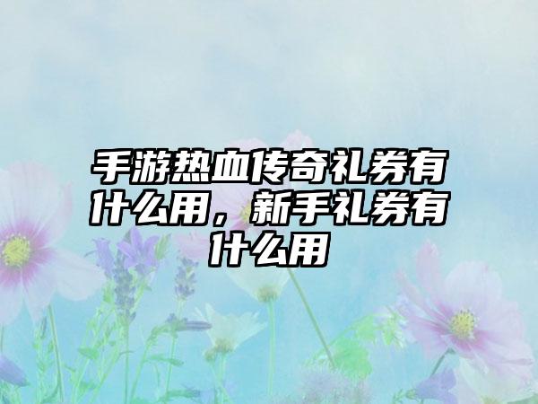 手游热血传奇礼券有什么用，新手礼券有什么用
