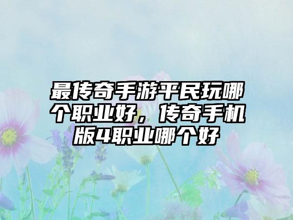 最传奇手游平民玩哪个职业好，传奇手机版4职业哪个好