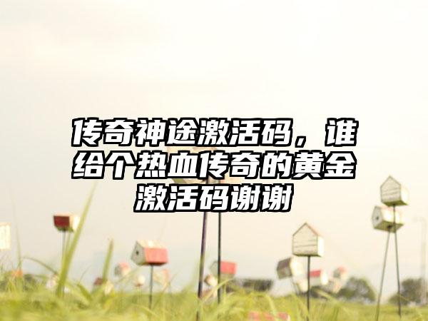 传奇神途激活码，谁给个热血传奇的黄金激活码谢谢