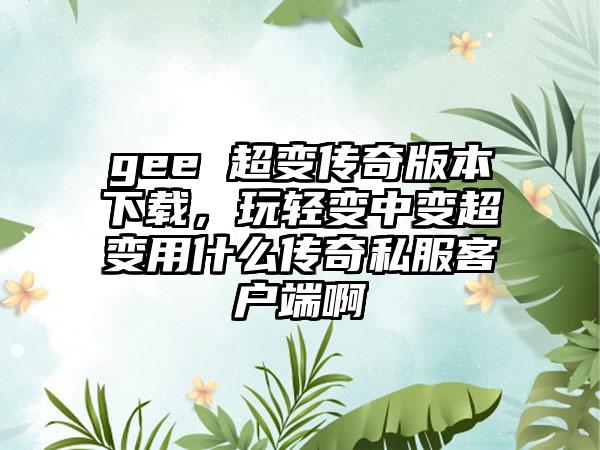 gee 超变传奇版本下载，玩轻变中变超变用什么传奇私服客户端啊