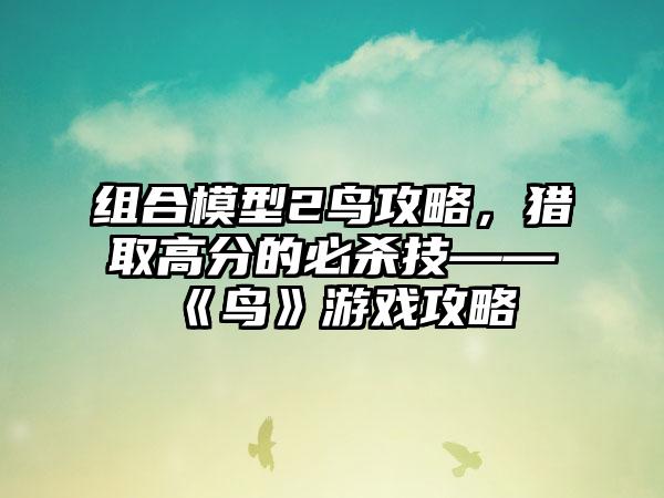 组合模型2鸟攻略，猎取高分的必杀技——《鸟》游戏攻略