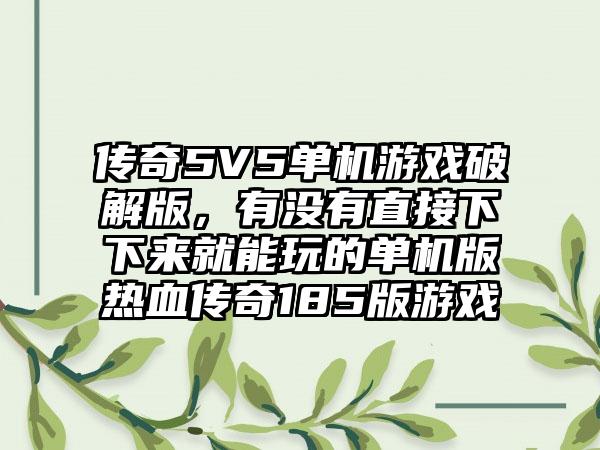 传奇5V5单机游戏破解版，有没有直接下下来就能玩的单机版热血传奇185版游戏