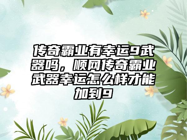 传奇霸业有幸运9武器吗，顺网传奇霸业武器幸运怎么样才能加到9