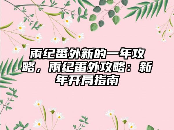 雨纪番外新的一年攻略，雨纪番外攻略：新年开局指南