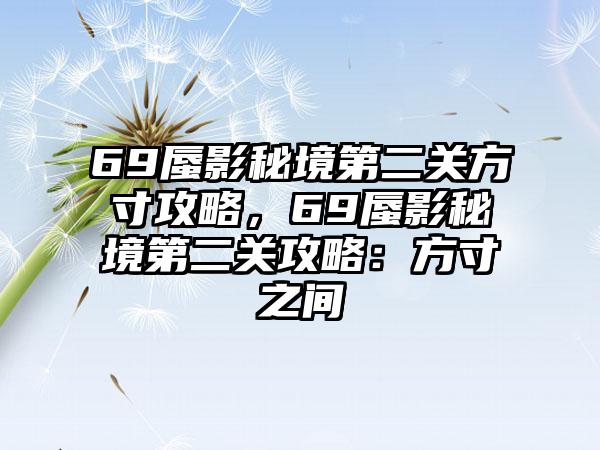 69蜃影秘境第二关方寸攻略，69蜃影秘境第二关攻略：方寸之间