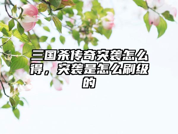 三国杀传奇突袭怎么得，突袭是怎么刷级的