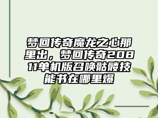 梦回传奇魔龙之心那里出，梦回传奇20811单机版召唤骷髅技能书在哪里爆
