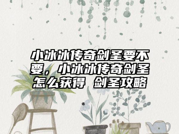 小冰冰传奇剑圣要不要，小冰冰传奇剑圣怎么获得 剑圣攻略