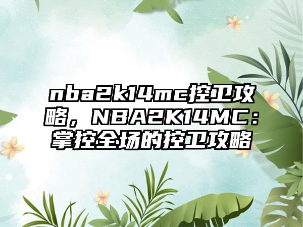 nba2k14mc控卫攻略，NBA2K14MC：掌控全场的控卫攻略