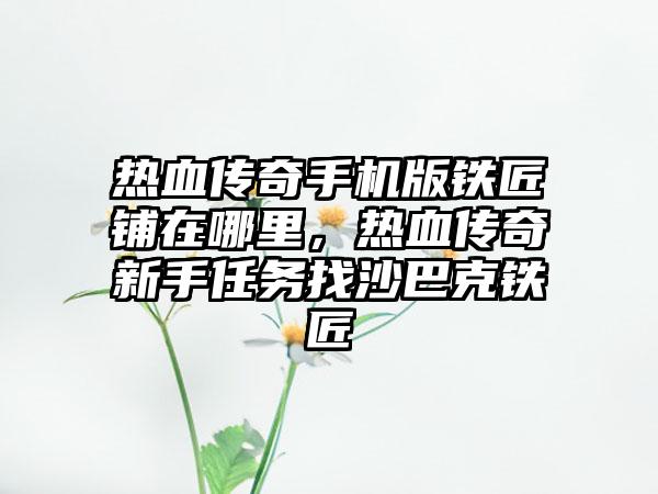 热血传奇手机版铁匠铺在哪里，热血传奇新手任务找沙巴克铁匠