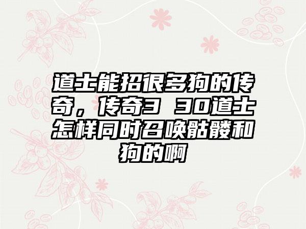 道士能招很多狗的传奇，传奇3 30道士怎样同时召唤骷髅和狗的啊