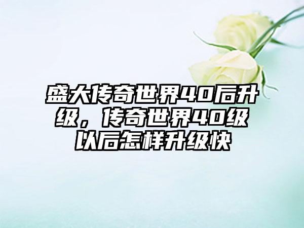 盛大传奇世界40后升级，传奇世界40级以后怎样升级快