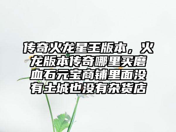 传奇火龙星王版本，火龙版本传奇哪里买磨血石元宝商铺里面没有土城也没有杂货店