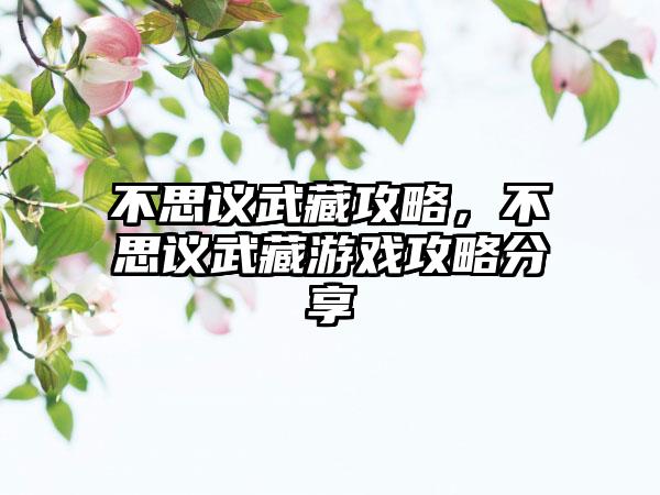 不思议武藏攻略，不思议武藏游戏攻略分享