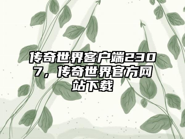 传奇世界客户端2307，传奇世界官方网站下载