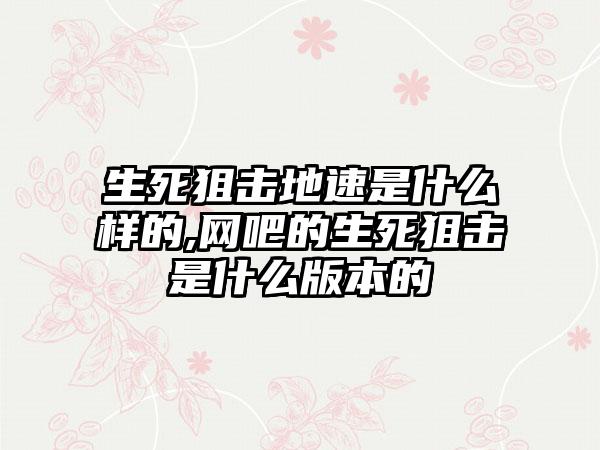 生死狙击地速是什么样的,网吧的生死狙击是什么版本的