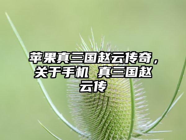 苹果真三国赵云传奇，关于手机 真三国赵云传