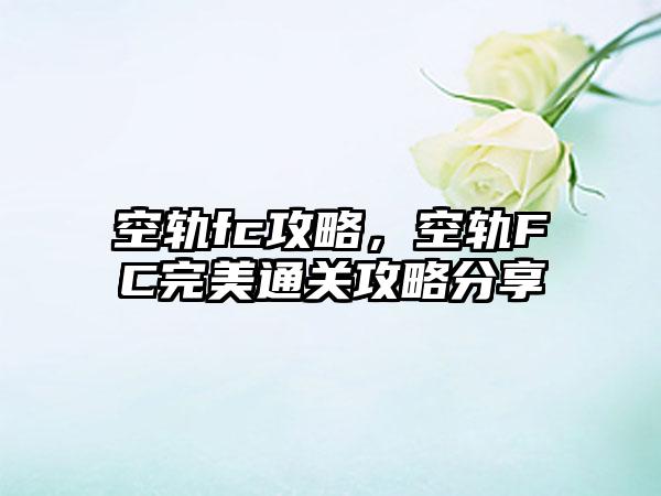 空轨fc攻略，空轨FC完美通关攻略分享