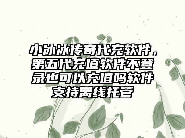 小冰冰传奇代充软件，第五代充值软件不登录也可以充值吗软件支持离线托管
