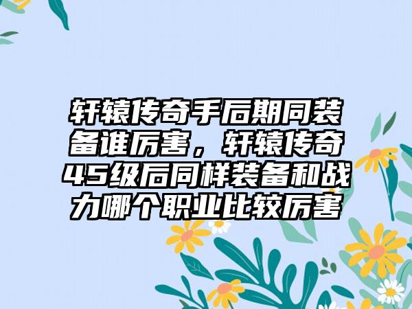轩辕传奇手后期同装备谁厉害，轩辕传奇45级后同样装备和战力哪个职业比较厉害