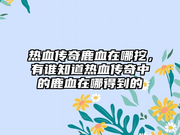 热血传奇鹿血在哪挖，有谁知道热血传奇中的鹿血在哪得到的
