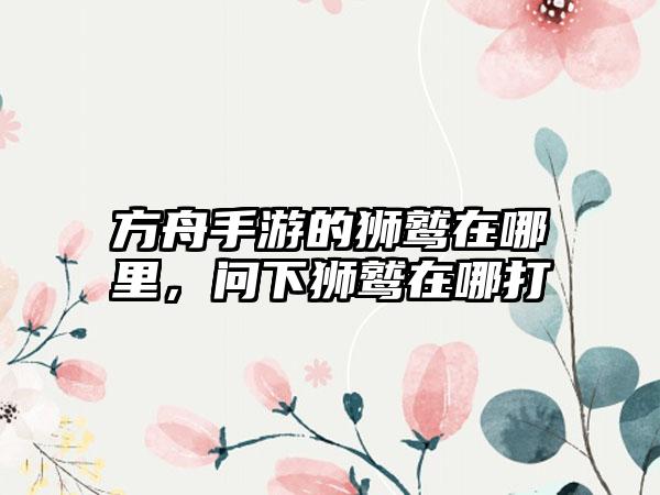 方舟手游的狮鹫在哪里，问下狮鹫在哪打