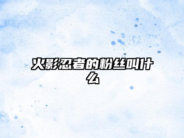 火影忍者的粉丝叫什么