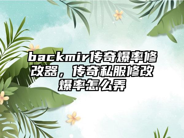 backmir传奇爆率修改器，传奇私服修改爆率怎么弄