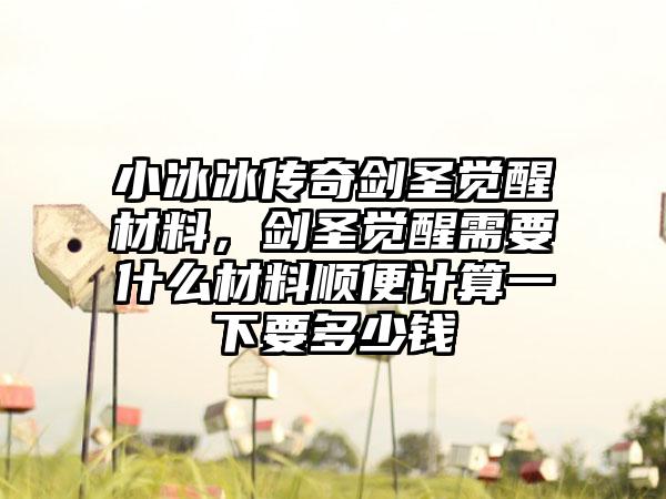 小冰冰传奇剑圣觉醒材料，剑圣觉醒需要什么材料顺便计算一下要多少钱