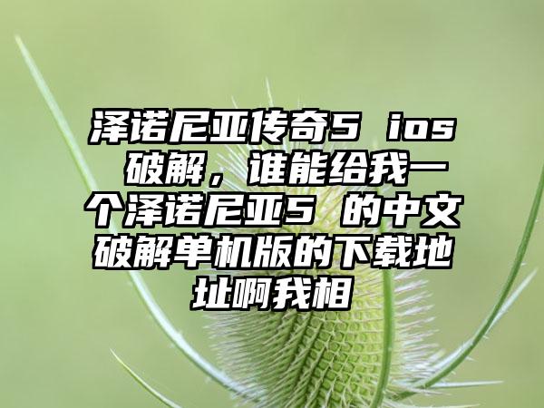 泽诺尼亚传奇5 ios 破解，谁能给我一个泽诺尼亚5 的中文破解单机版的下载地址啊我相